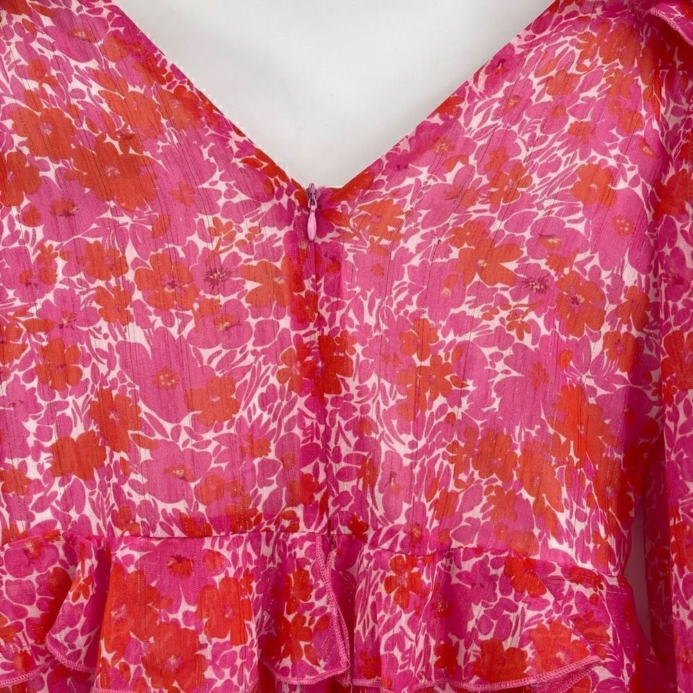 Aakaa floral plunge ruffle dress Sz S - Picture 10 of 10